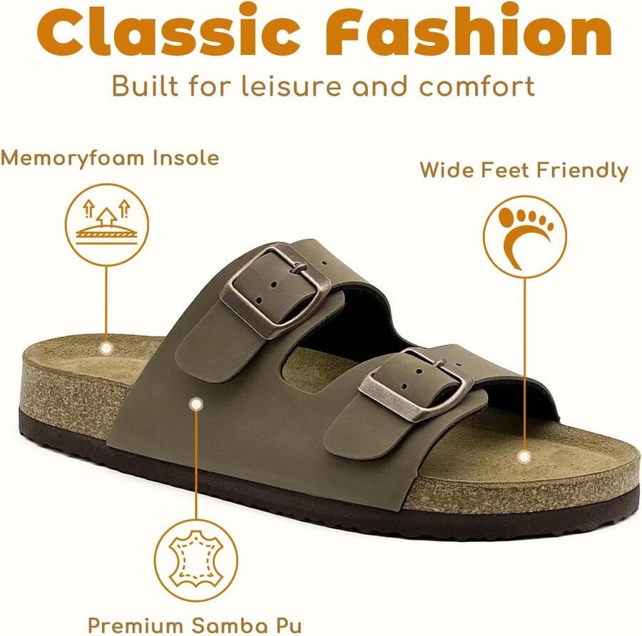 Sandalen voor en en kinderen met kurk verstelbare sandalen gesp antislip rubberen zool pantoffels voor binnen en buiten
