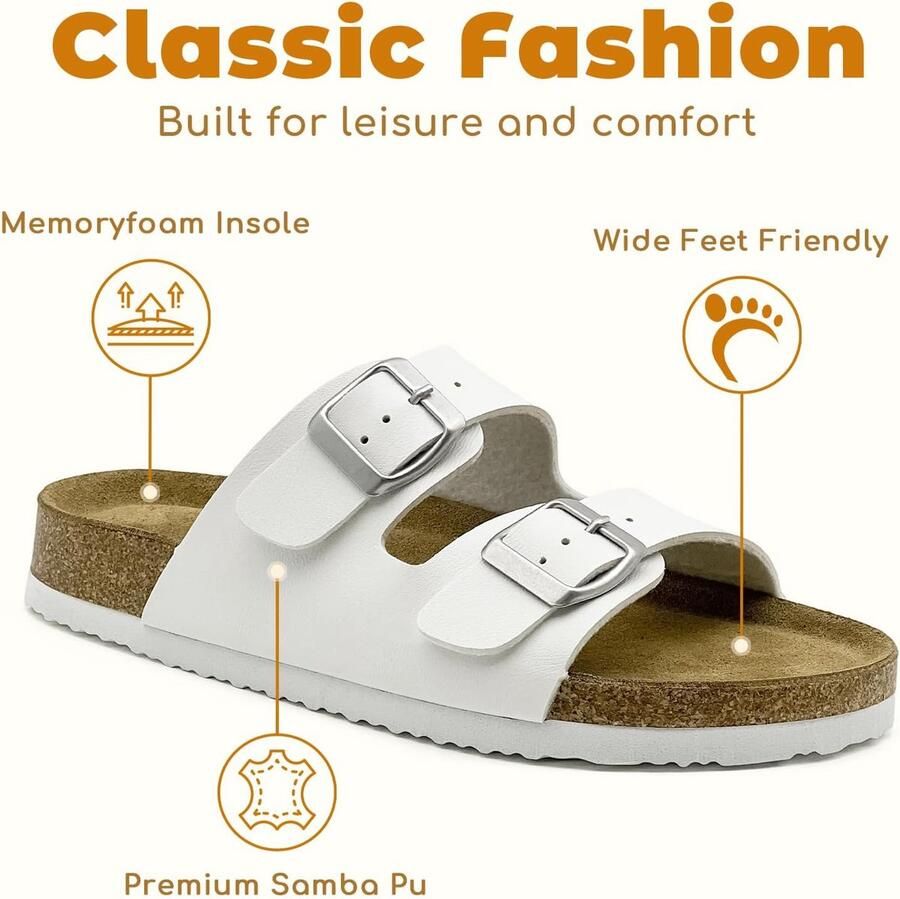 Sandalen voor en en kinderen met kurk verstelbare sandalen gesp antislip rubberen zool pantoffels voor binnen en buiten