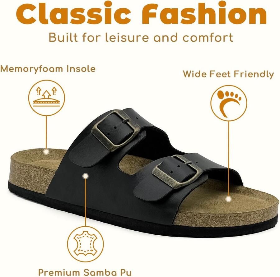 Sandalen voor en en kinderen met kurk verstelbare sandalen gesp antislip rubberen zool pantoffels voor binnen en buiten