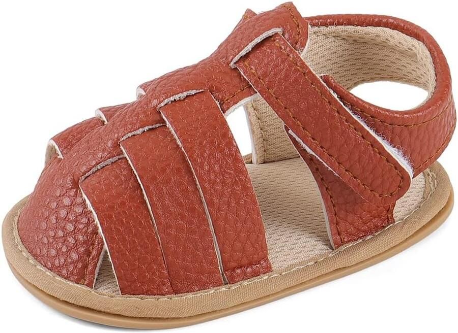 Sandalen voor pasgeborenen zomer open tenen voor meisjes met strik antislip Bruin