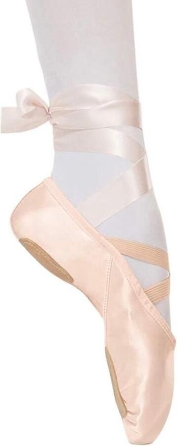 Satin half lace ballet slippers met roze strik kinderen en volwassenen EU tot
