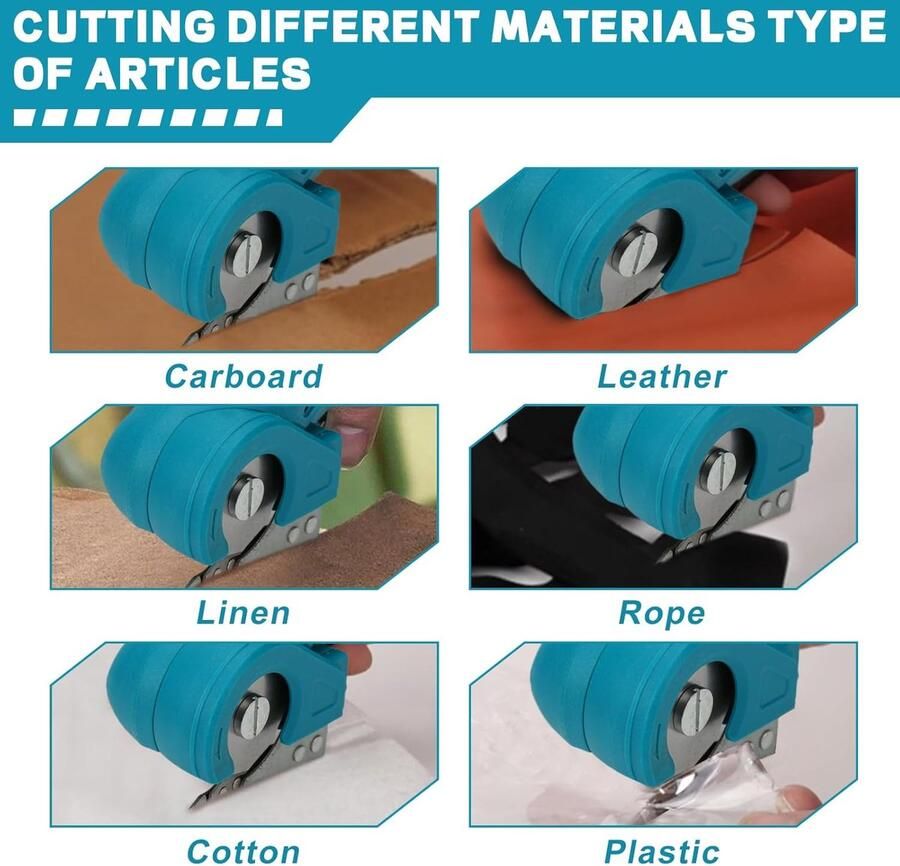 Schaar voor Makita 18V batterij (zonder accu) draadloze elektrische schaar rolmes voor stof met veiligheidsvergrendeling en 2 messen 6 mm snijdiepte voor leer kartonnage stof