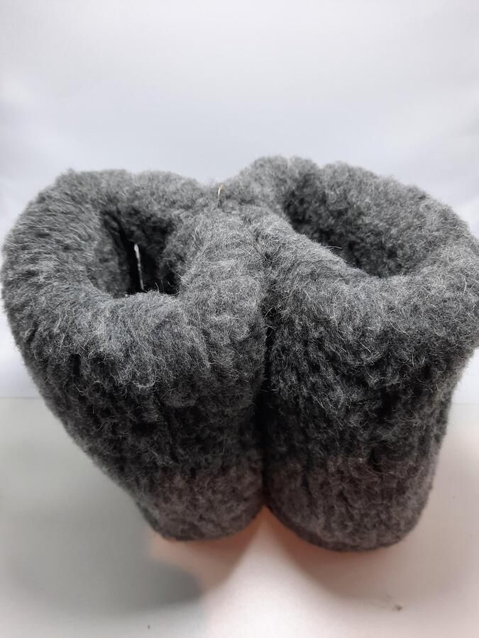 Geen merknaam Schapenwollen sloffen grijs 100% natuurproduct comfortabele nieuwe luxe sloffen direct leverbaar handgemaakt sheep wool shuffle woolen slippers schoen pantoffels warmers slof - Foto 4