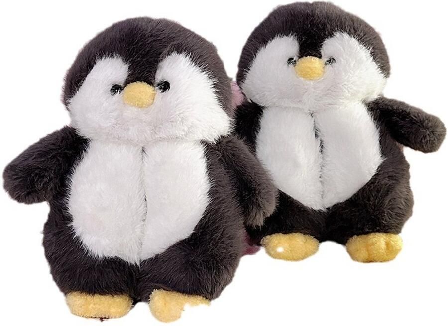 Schattige dierenslippers Pinguïn baby pluche katoenen slippers Warme fleece winterslippers voor thuis Geschikt voor binnen en buiten Gesloten slippers met dikke zool Warme fleece winterslippers voor dames