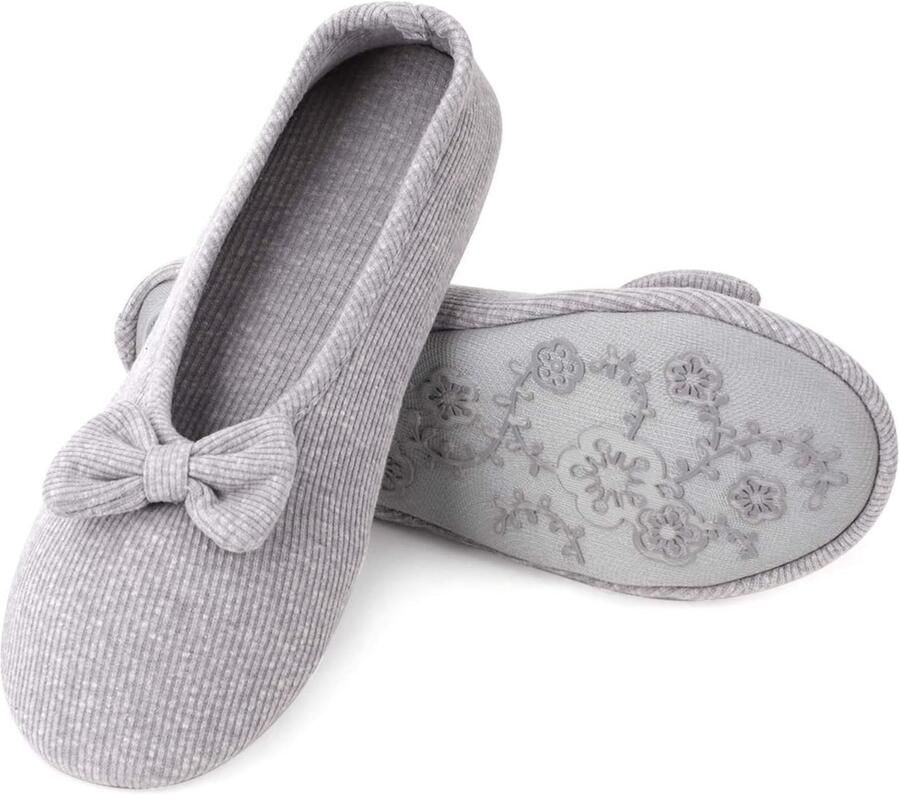 Schattige katoenen ballerina pantoffels voor dames en meisjes warme binnenslippers met strik voor herfst en winter