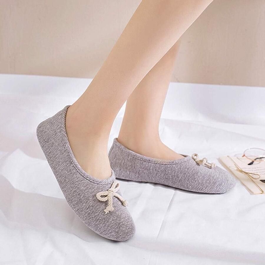 Schattige Katoenen Slippers voor Dames en Meisjes Japanse Stijl Warme Slippers met Strik voor de Winter Lente en Herfst