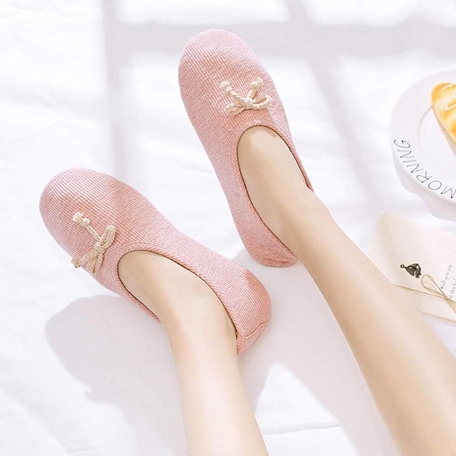 Schattige Katoenen Slippers voor Dames en Meisjes Japanse Stijl Warme Slippers met Strik voor Herfst en Winter Comfortabel en Modieus
