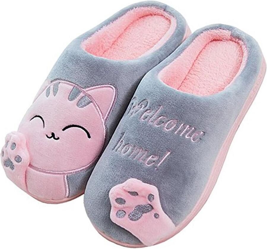 Schattige Katten Pantoffels voor Binnen met Antislip Zolen Comfortabele Huisslippers
