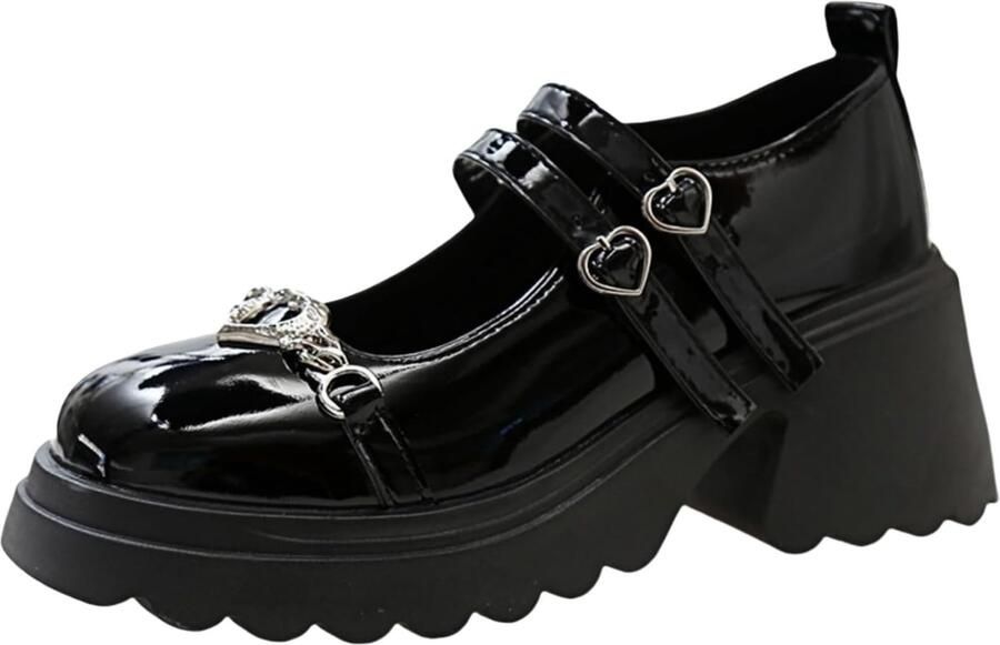 Schattige Mary Jane schoenen voor dames met hak strik en kant Kawaii cosplay wedges met blokhak en kruisbanden