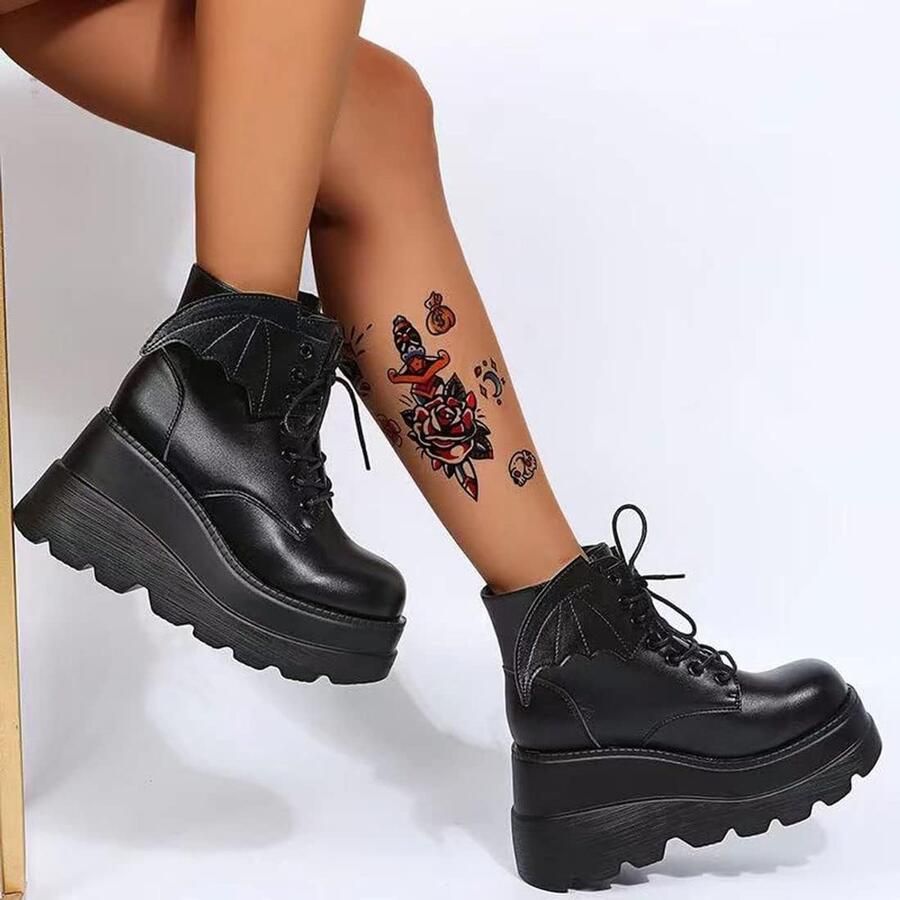 Schattige platform schoenen voor dames met dubbele enkelband ronde neus en chunky hakken perfect voor school feesten en uitgaan
