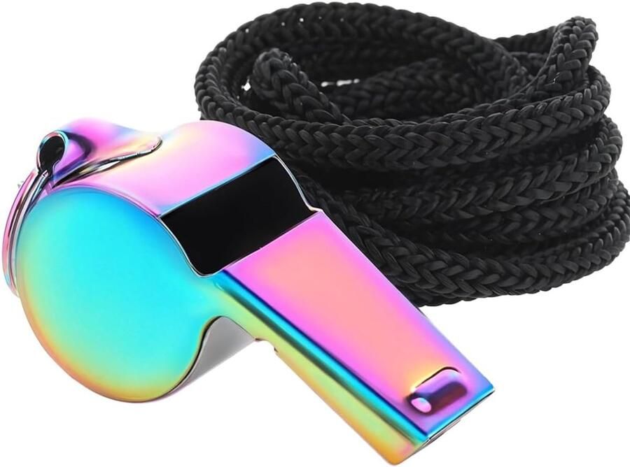Scheidsrechtersfluitje met koord 2-pack RVS sportfluitjes 120 dB luide noodfluitjes voor coaches badmeesters voetballers en buitenactiviteiten
