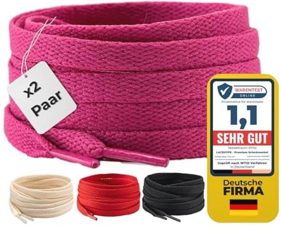 Scheurbestendige platte veters voor sneakers en sportschoenen 8 mm breed 2 paar