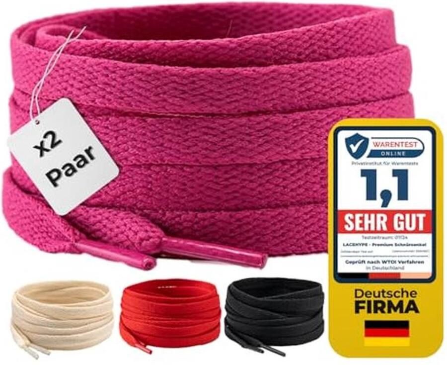 Scheurbestendige platte veters voor sneakers en sportschoenen 8 mm breed 2 paar