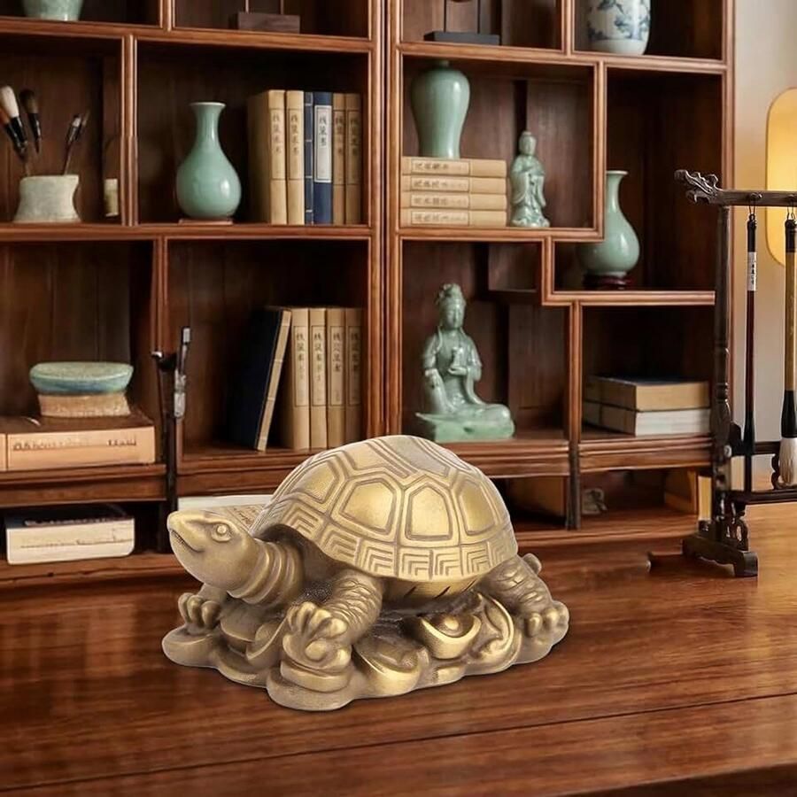 Schildpad decoratie messing gedetailleerd snijwerk gelukkige Chinese schildpad decoratie voor woonkamer entree brons