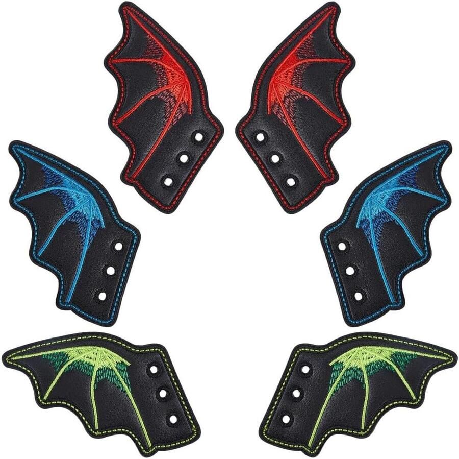 Schoen-accessoires Engel-vleugels Schoenen-decoraties Groen Blauw Rood PU lederen Veterschoenen-charme Skates Sneakers Sport Hardloopschoenen 6 inch