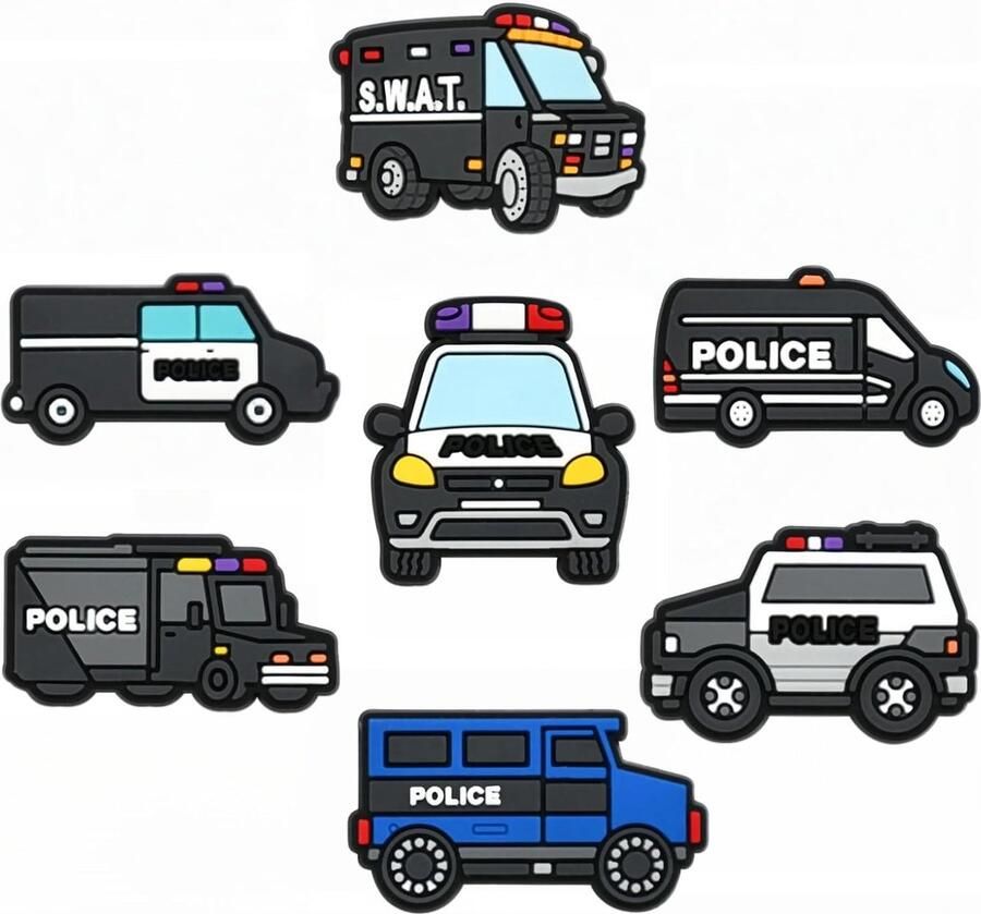 Schoenaccessoires 16 stuks politieauto charme ABS materiaal creatief voor klompen en sandalen m-winkel