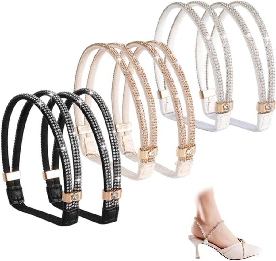 Schoenbanden voor dames 3 paar verstelbare elastische banden zwart wit goud voeg elegantie toe aan je outfit ShopVlot