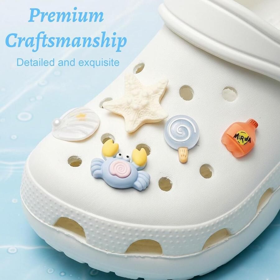 Schoenbedels set van 10 cartoon decoraties glinsterende schelpen en zeesterren ideaal voor sandalen SnelShoppen