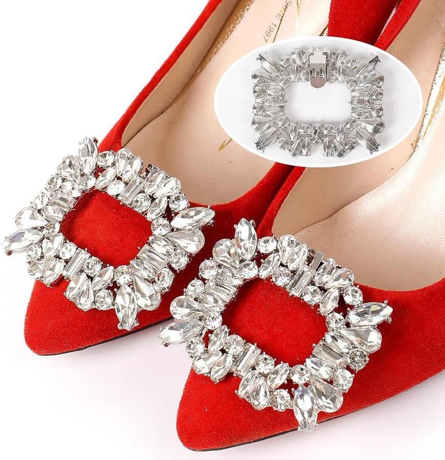 Schoenclips Strass Kristallen Dames Hoge hakken Zilverkleurig Accessoire Schoenen Geschikt voor Versiering