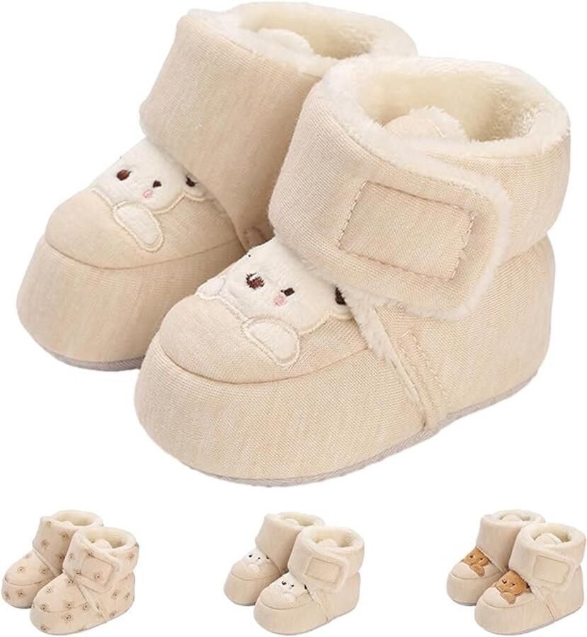 Schoenen Babyschoenen Warm en comfortabel Unisex Fleece slofjes Verdikte voering Babywinterschoenen Verstelbaar voor babyslofjes dagelijks gebruik (schoenlengte