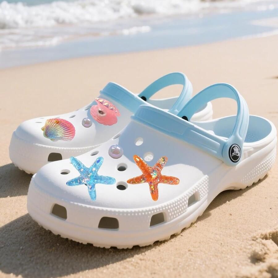 Schoenen Charms 12pcs Sterrenbeeld Schelp Hanger Leuke Decoraties Personaliseer je Clogs en Sandalen SnelShoppen