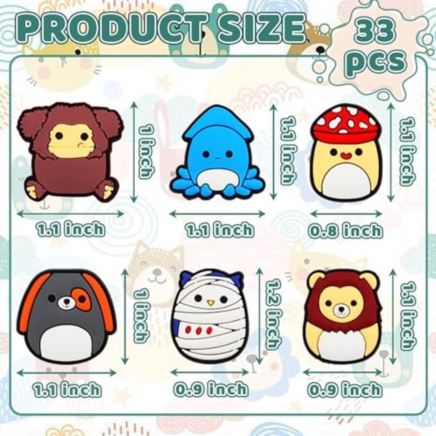 Schoenen Charms 33 Stuks Lieve Dieren en Vor PVC Decoraties voor Slippers en Armbanden