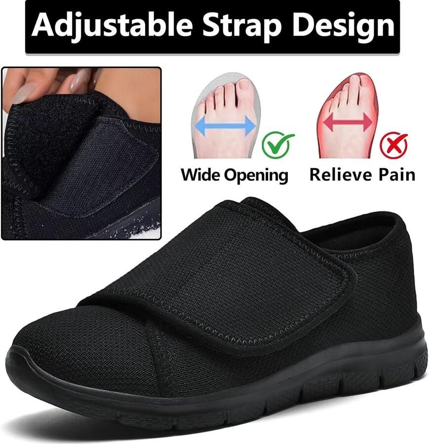 Schoenen Dames Extra Brede Orthopedische Pantoffels Klittenband Sloffen