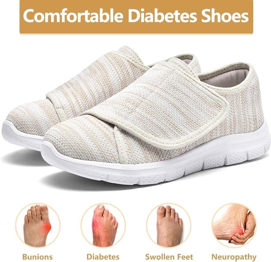 Schoenen Dames Extra Brede Orthopedische Pantoffels Klittenband Sloffen