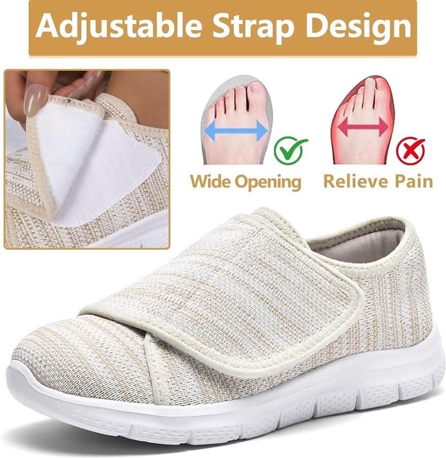 Schoenen Dames Extra Brede Orthopedische Pantoffels Klittenband Sloffen