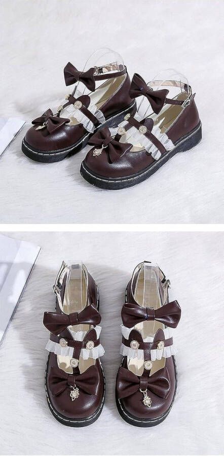 Schoenen Hak Mary Jane Lak Pumps met Strik Kawaii Leuke Cosplay Wedge Laarzen Cross Strap Blok Heel Sweet Style Damesmode Zwart Comfortabel en Stijlvol Trendy Ontwerp
