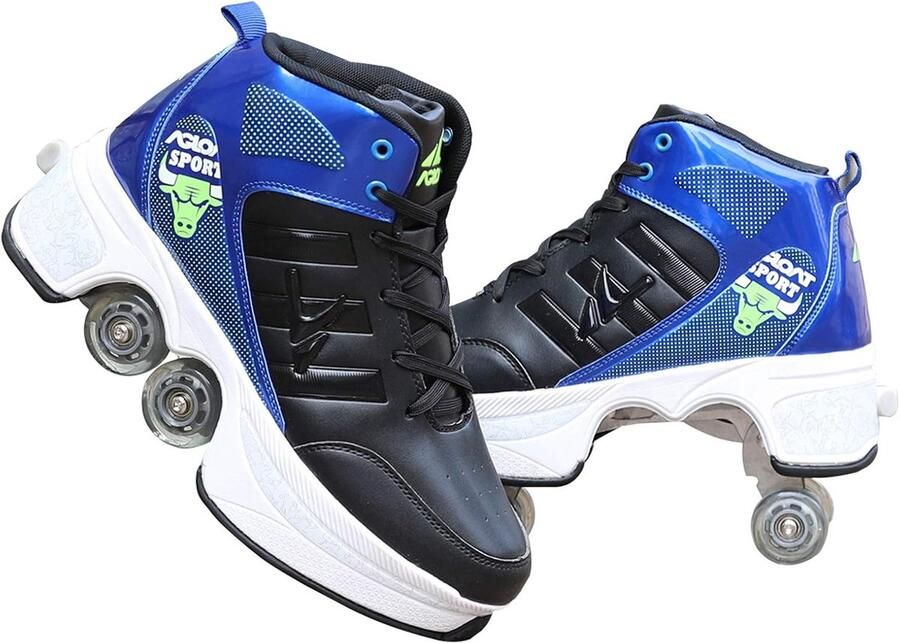 Schoenen met Wielen Skeelers Sneakers Actief Vervoer Verborgen Wielen Zwart