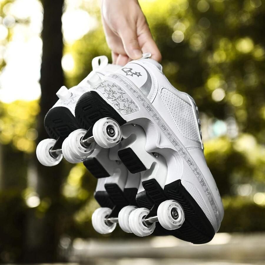Schoenen met Wielen Skeelerschoenen Sneakers Sport en Vrije Tijd Verborgen Wielen Zilver