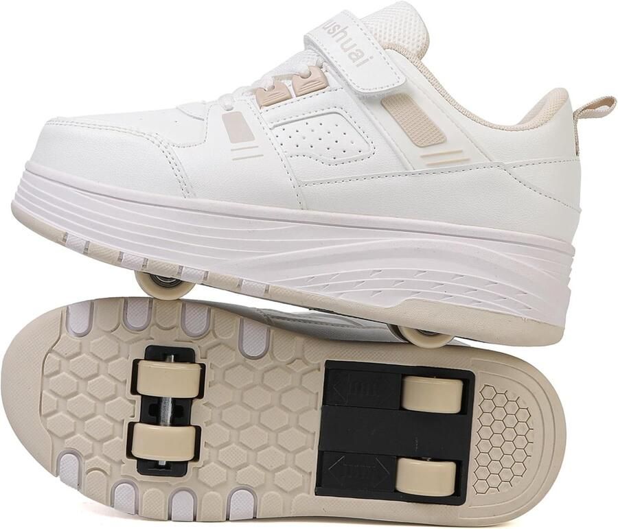 Schoenen met wieltjes voor en outdoor gymschoenen met wieltjes voor kinderen 2-in-1 rolschaatsen schoenen met 4 wielen voor Pasen verjaardag Kerstmis