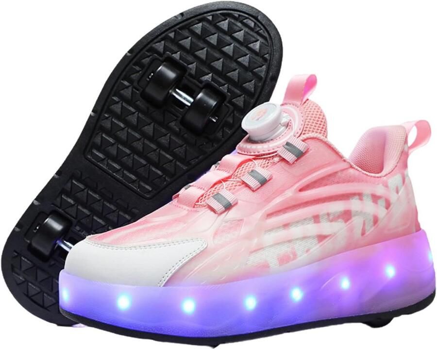 Schoenen met Wieltjes voor Kinderen en Meisjes USB Oplaadbaar Skateboardsneakers met Lichtjes