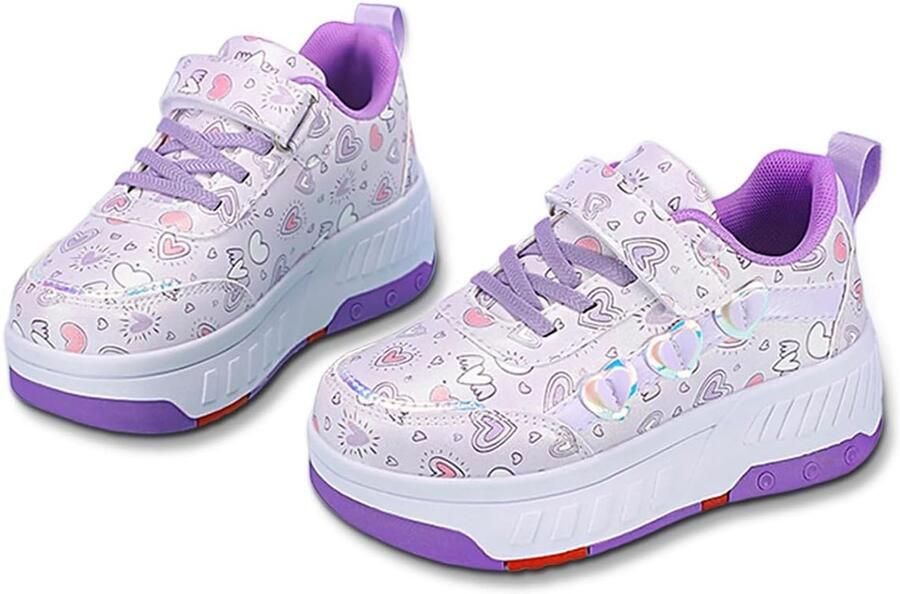 Schoenen met wieltjes voor en kinderrolschaatsen schoenen met 4 wieltjes afneembaar gymschoenen 2-in-1 rolschaatsen outdoor-gymschoenen met wieltjes skateboardschoenen