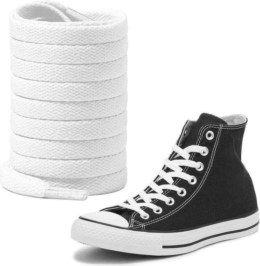 Schoenen veters 8mm breed kwaliteitskatoen lang voor sneakers en sportschoenen perfect voor Converse ShopVlot