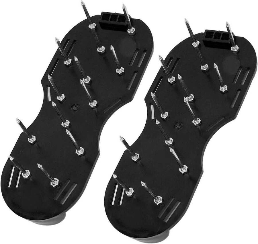 Schoenen voor gazonbeluchting voor het effectief beluchten van gazongrond één maat past iedereen gratis installatie stevige sandalen met spikes schoenen voor tuin terras gras (Nagellengte zwart