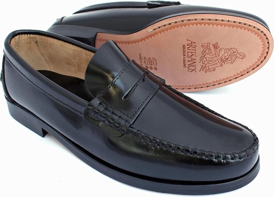 Schoenen voor heren leer slipper met frame genaaide leren zool