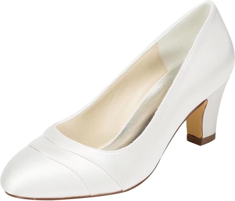 Schoenen Vrouwen Satijn Chunky Hiel Gesloten Teen