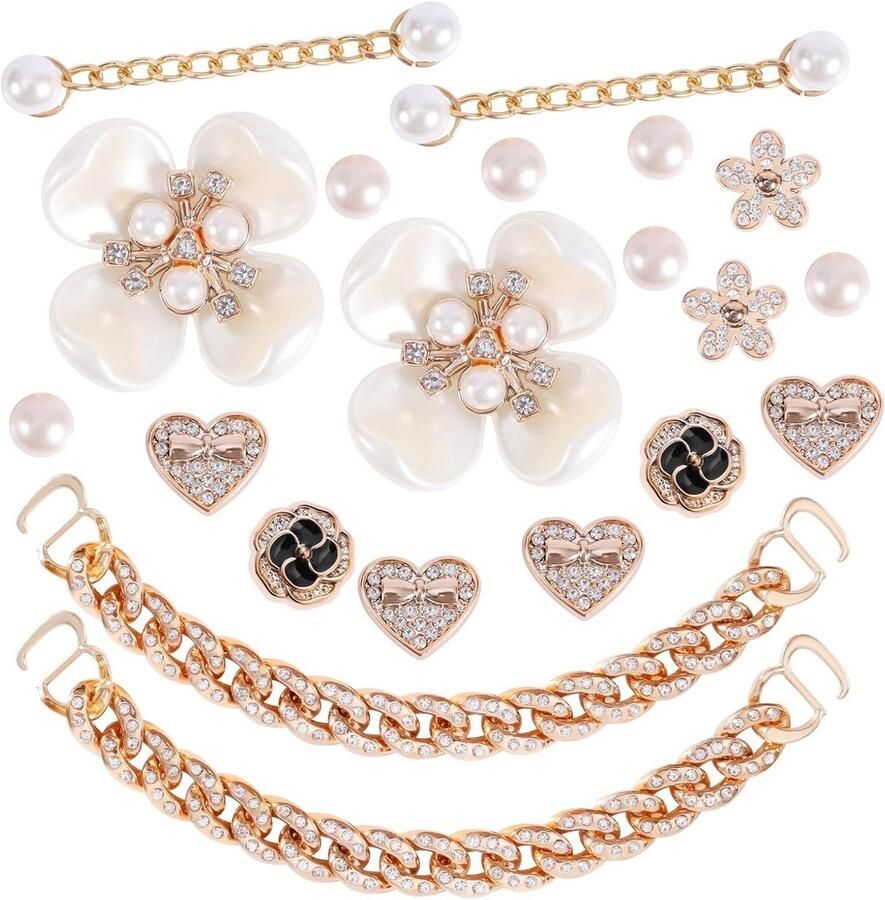 Schoenenaccessoires met 20 Stuks Plastic Parels Mode Bling Decoratie voor Dames Perfect voor Sneakers en Sandalen