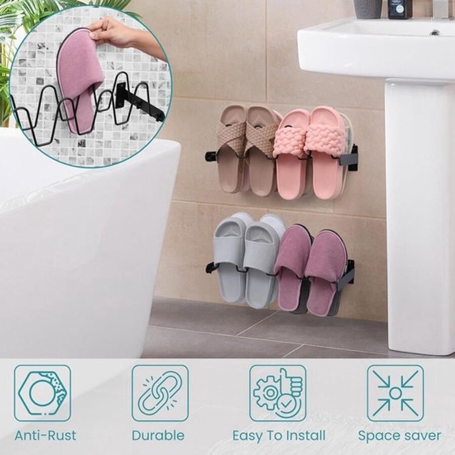 Schoenenrek voor aan de Wand Opbergsysteem voor Schoenen Geschikt voor Pantoffels Slippers Sneakers Pumps Sandalen Voor Alle Ruimtes