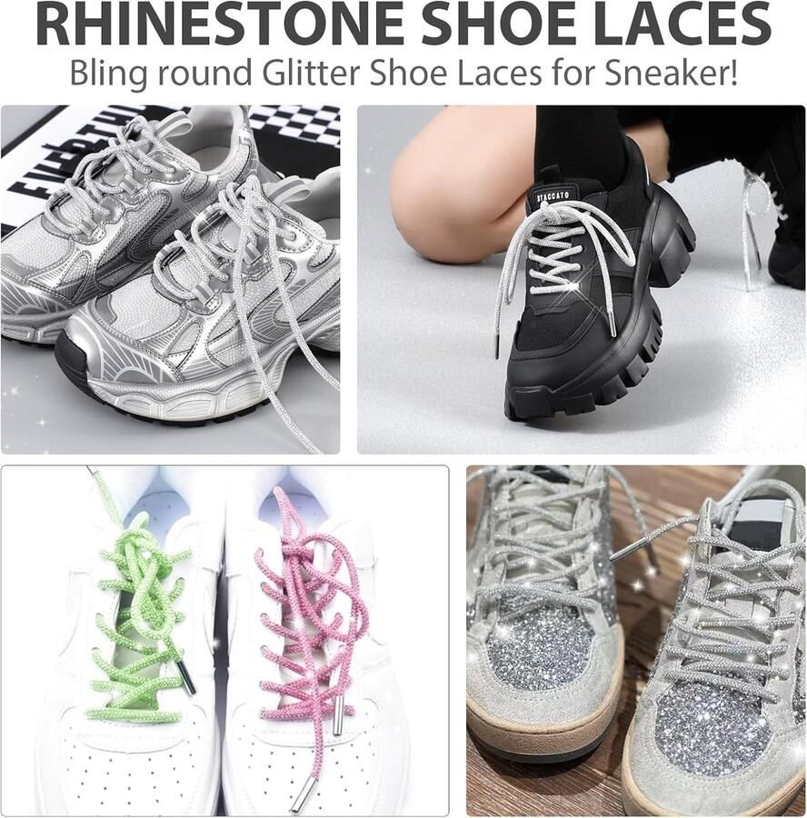 Schoenenveters Glitters met rhinestones Bling laces Voor sneakers en boots ShopVlot