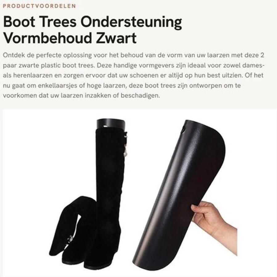 Schoenleest 2 Paar Zwart PV Geschikt voor hoge laarzen Voorkomt vouwen en beschadigen Bootsupport