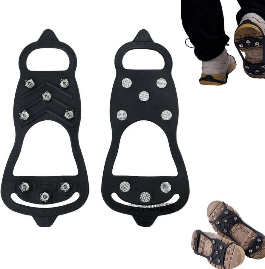 Schoenovertrekken Sneeuwijzers Antislip Stijgijzers Voor Bergschoenen Schoen Spikes Crampons Voor Of Zwart