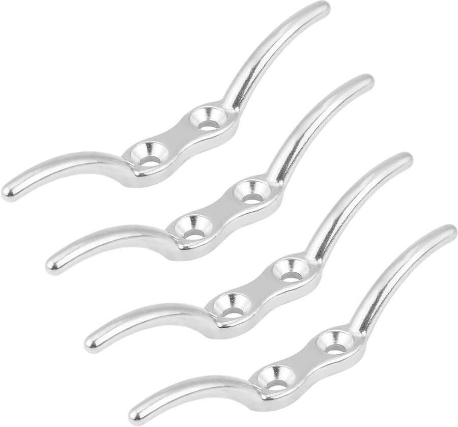 Schoenplaatjes 4 stuks Touwhaak Haken Touwbevestiging Boten Roestvrij Staal 11.9 x Zilverkleurig