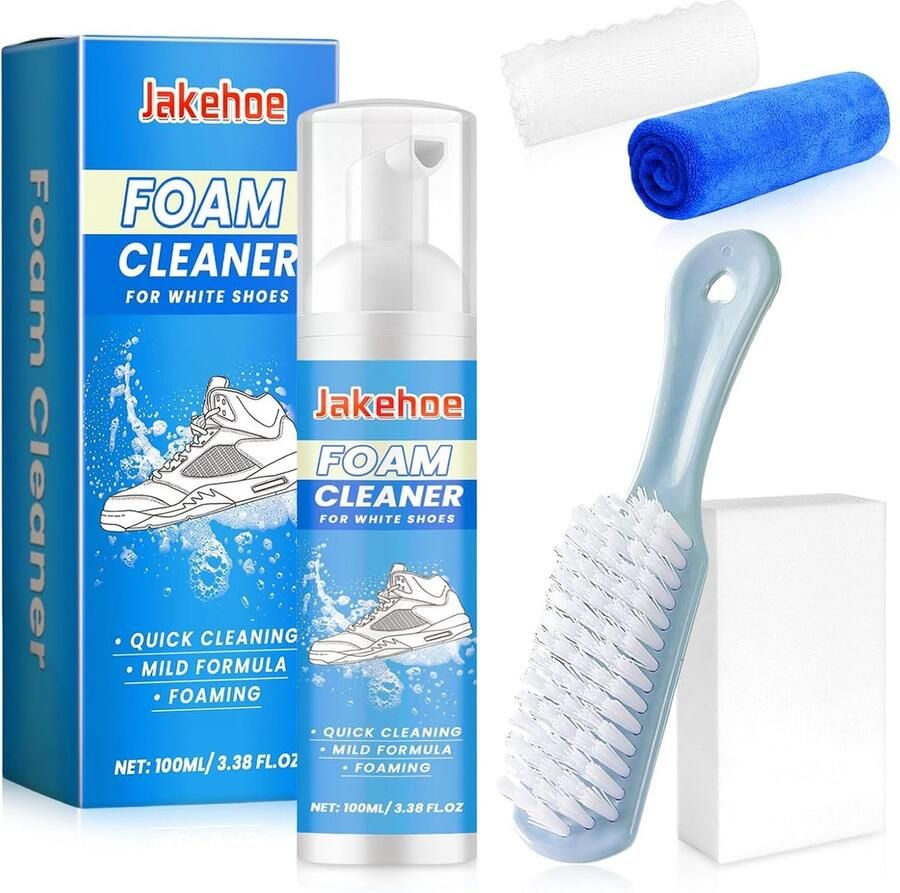 Schoenreinigingsschuim 100ml zonder spoelen ideaal voor witte sneakers leren schoenen en canvas inclusief borstel en doek