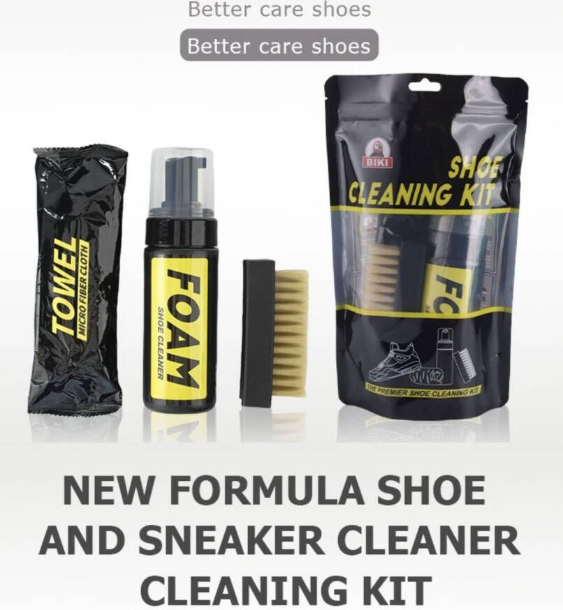 Schoenreinigingsset voor Sportschoenen & Sneakers Inclusief Schoenreiniger Reinigingsborstel & Microvezeldoek Zonder Water Voor Leer Suède Mesh & Meer