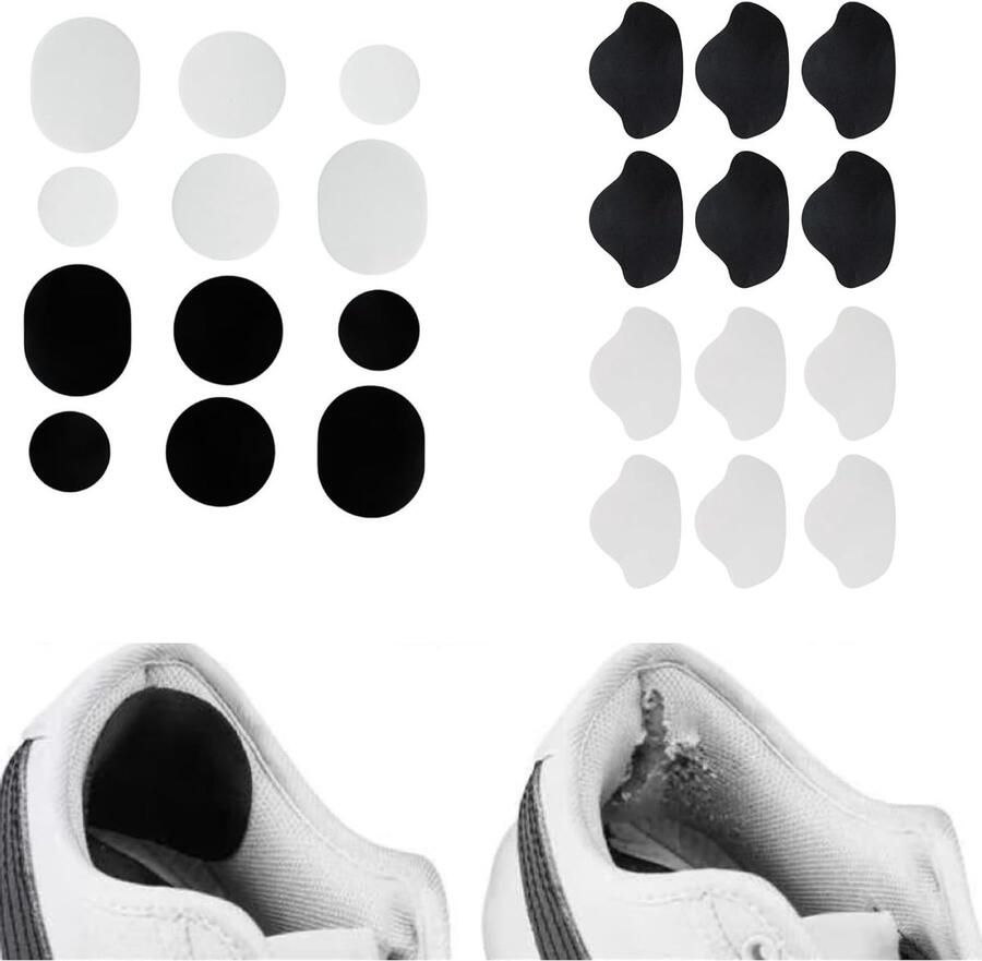 Schoenreparatieplakkers 24 stuks voor het repareren van gaten en beschadigingen in sneakers en hoge hakken ideaal voor tenen en hielen wit en zwart