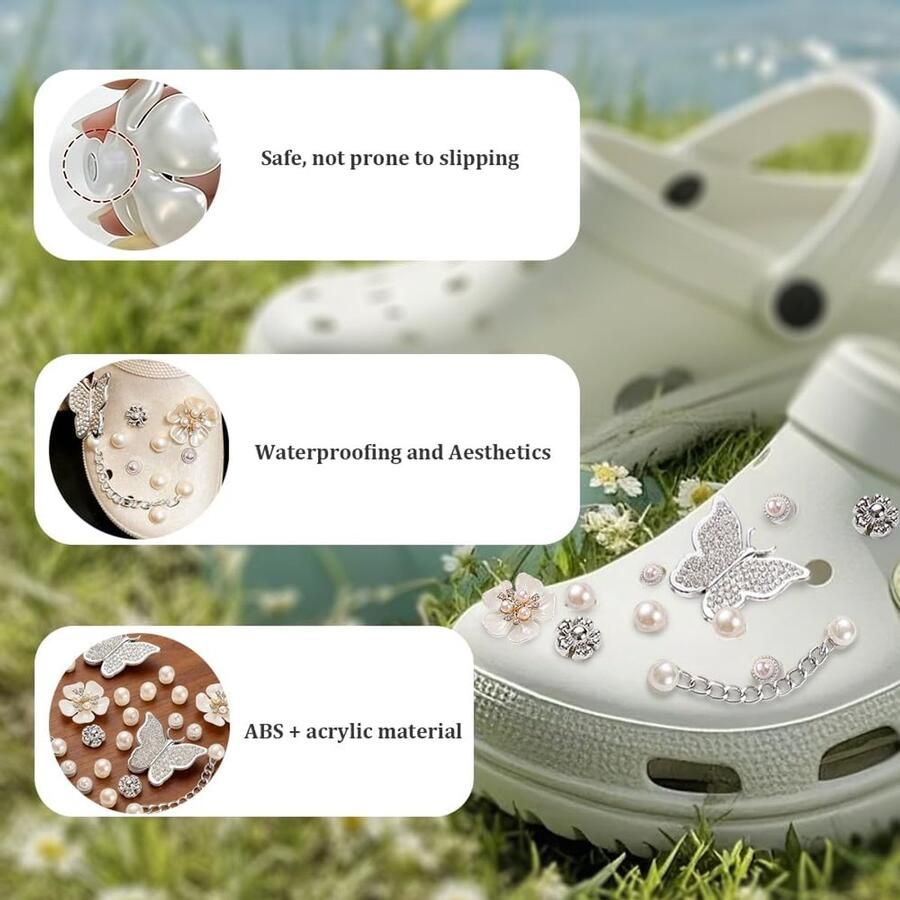Schoenversieringen vlinder parel bloem glinsterende decoratie voor clogs en sandalen personaliseer je stijl ShopVlot