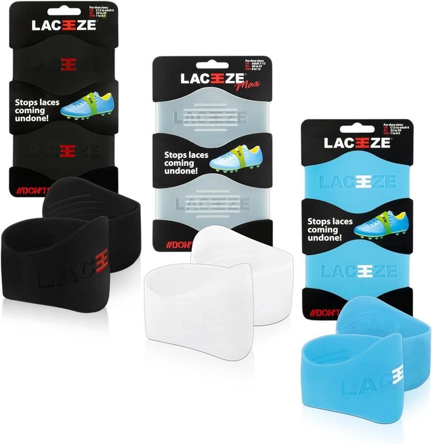 Schoenveter Houders Vetersluiting Clips Sportactiviteiten Siliconen met Ribbels Past + Zwart Blauw Transparant